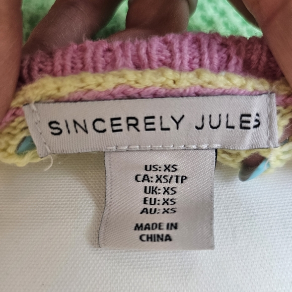 Sincerely Jules Pastel Knit Top with Mint, Yellow & Pink - Picture 7 of 9